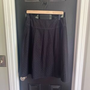 Talbots Tweed Skirt Lined Embroidered Black Polka Dot Side Zip Pleated-Size 8